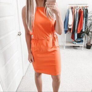 Vince Silk Blend Tie Waist Sleeveless Summer Midi Dress Women's Size M
